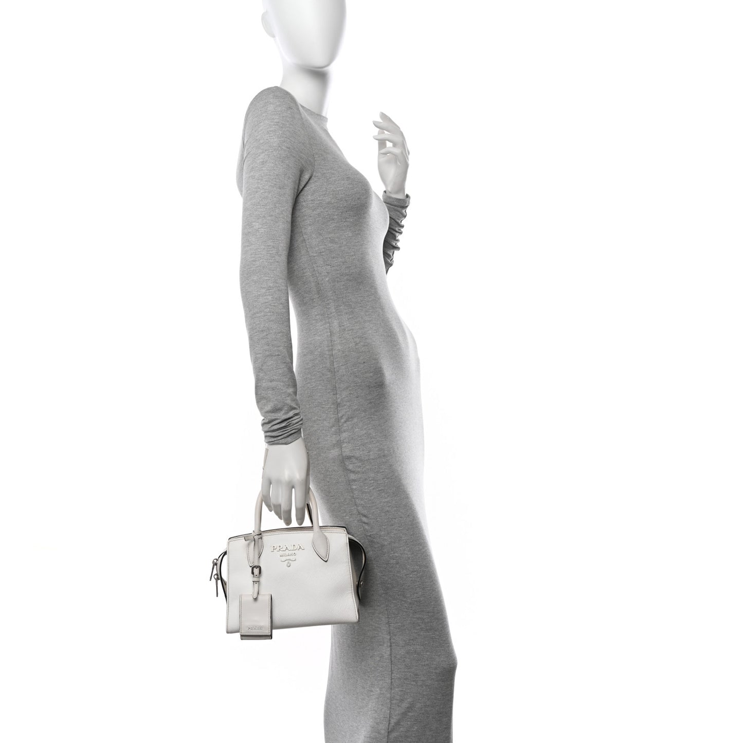 Saffiano Cuir Calfskin Mini Monochrome Top Handle Tote White