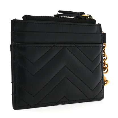Gucci Calfskin Matelasse Chevron GG Marmont Key Case Card Holder Black 3 of 7