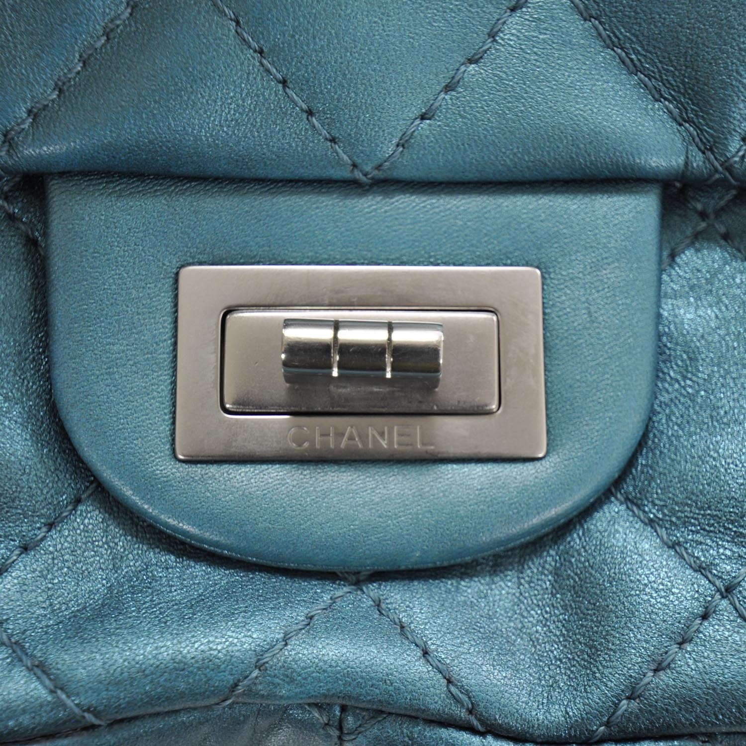 Chanel Leather 2.55 Reissue 227 Flap Metallic Turquoise 12 of 12