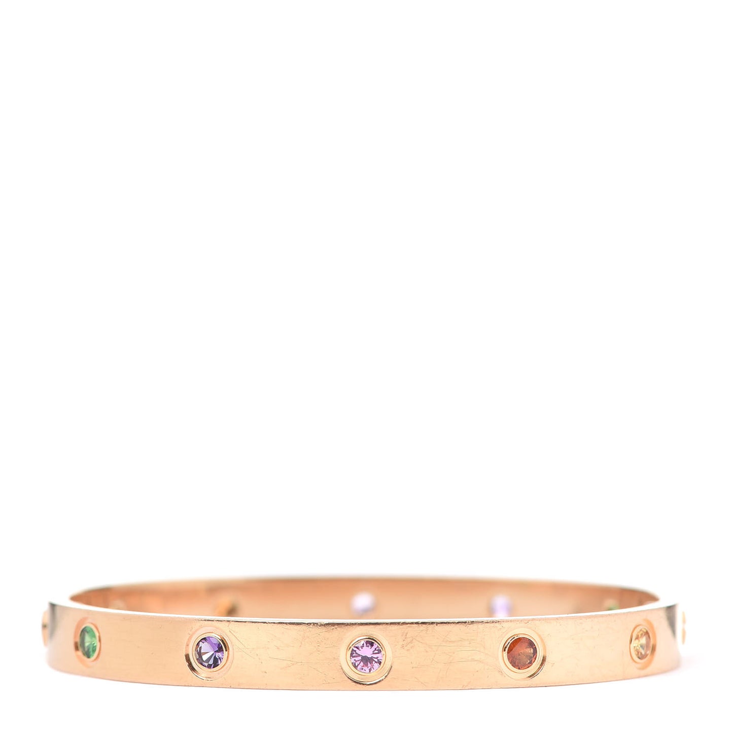 18K Pink Gold Sapphire Garnet Amethyst LOVE Bracelet 16