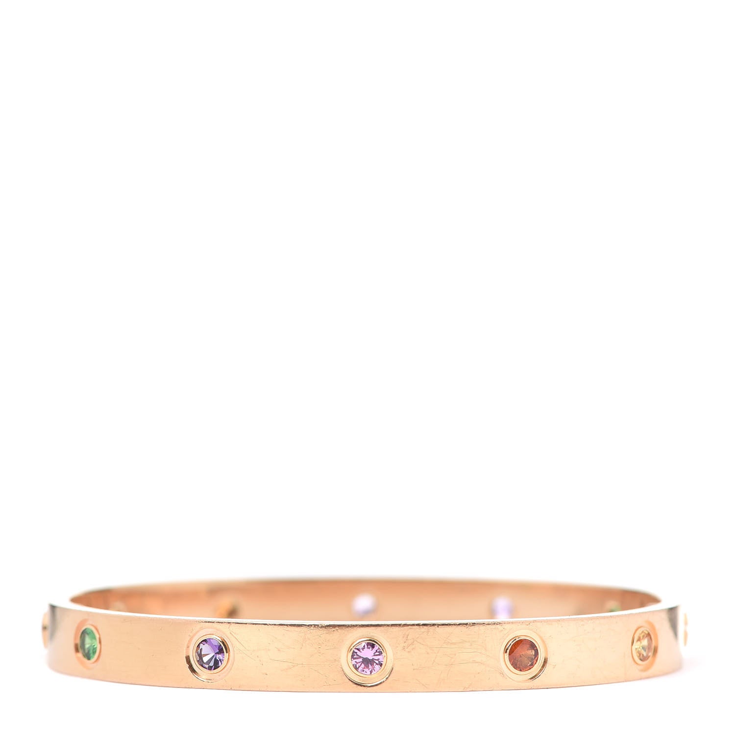 Cartier 18K Pink Gold Sapphire Garnet Amethyst LOVE Bracelet 16 3 of 8