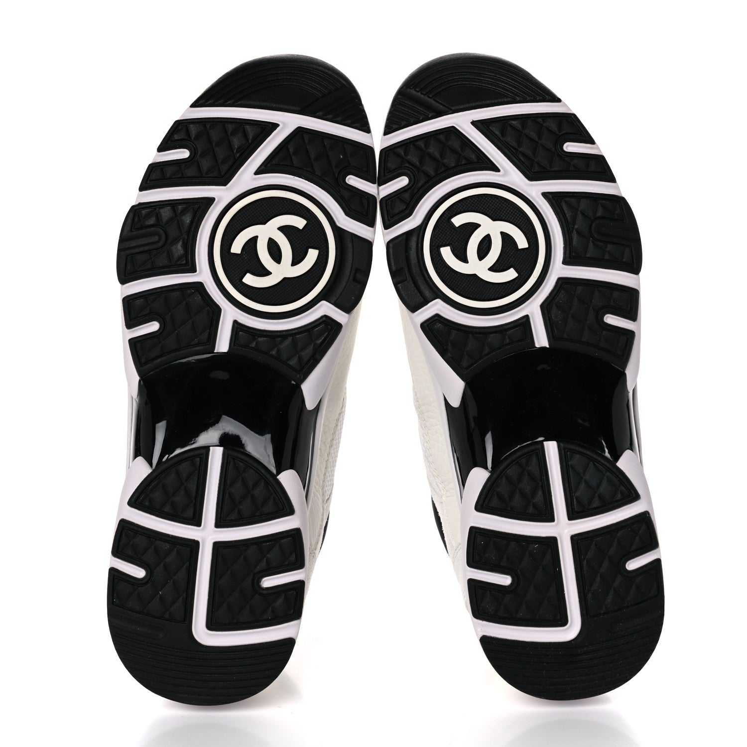 Chanel Mesh Suede Calfskin Grained Calfskin Womens CC Sneakers 39 White Black 5 of 8