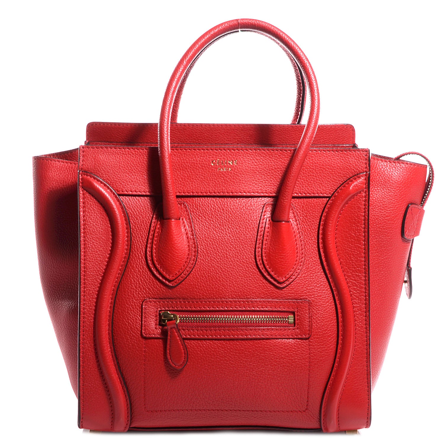 Celine Drummed Leather Micro Luggage Coquelicot 1 of 9