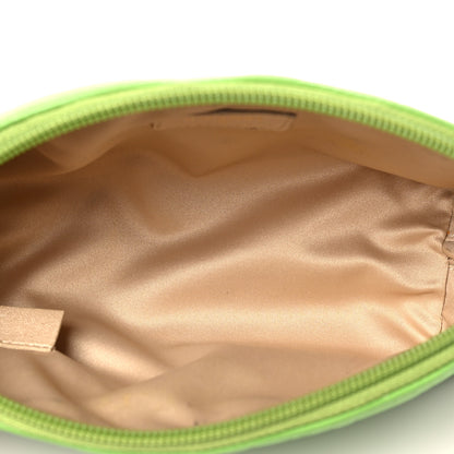 Chanel Lambskin Camellia Embossed Cosmetic Case Green 5 of 11