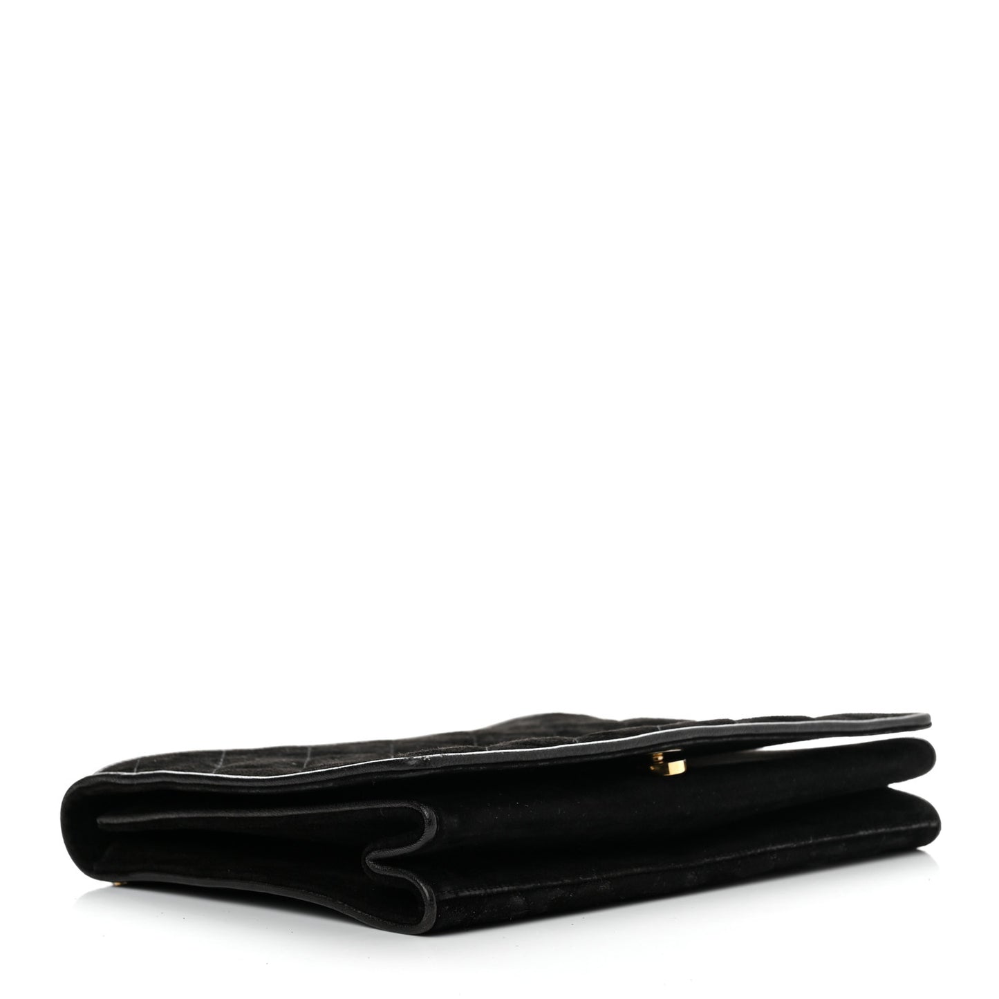 Suede Quilted CC Small Single Flap Black