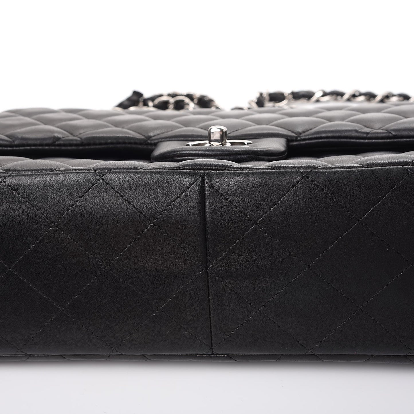Lambskin Quilted Jumbo Double Flap Black