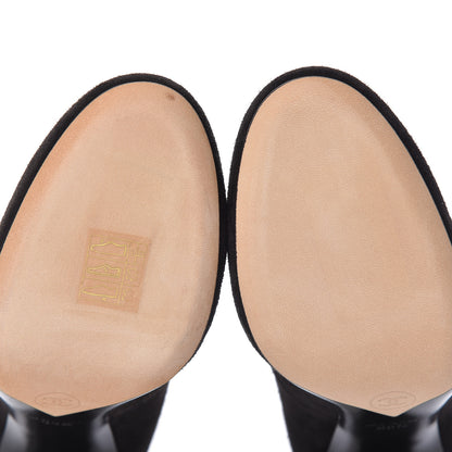 Chanel Suede Calfskin Grosgrain CC Pumps 35.5 Black 8 of 9