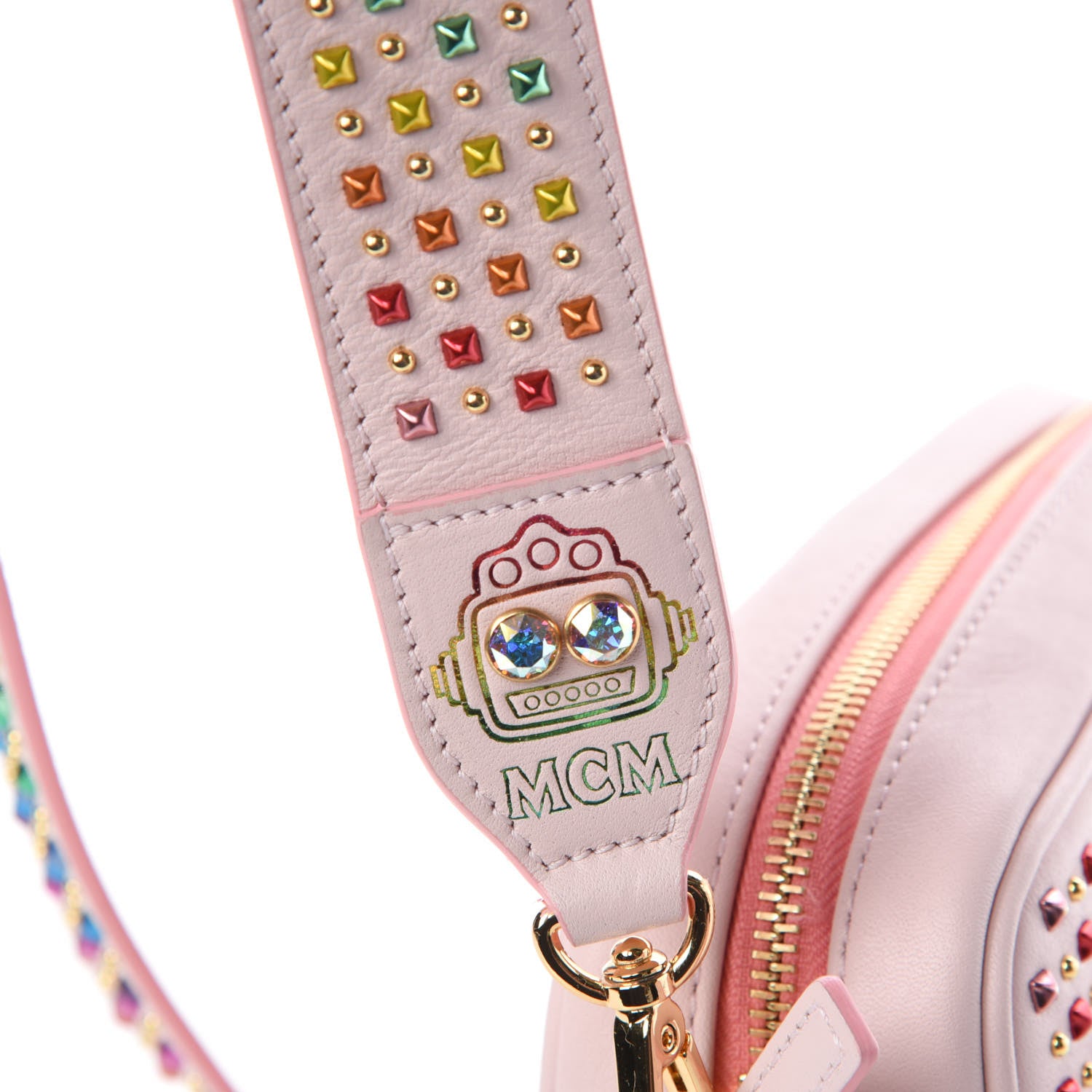 MCM Nappa Skyoptic Roboter Studded Crossbody Bag Lotus 10 of 13
