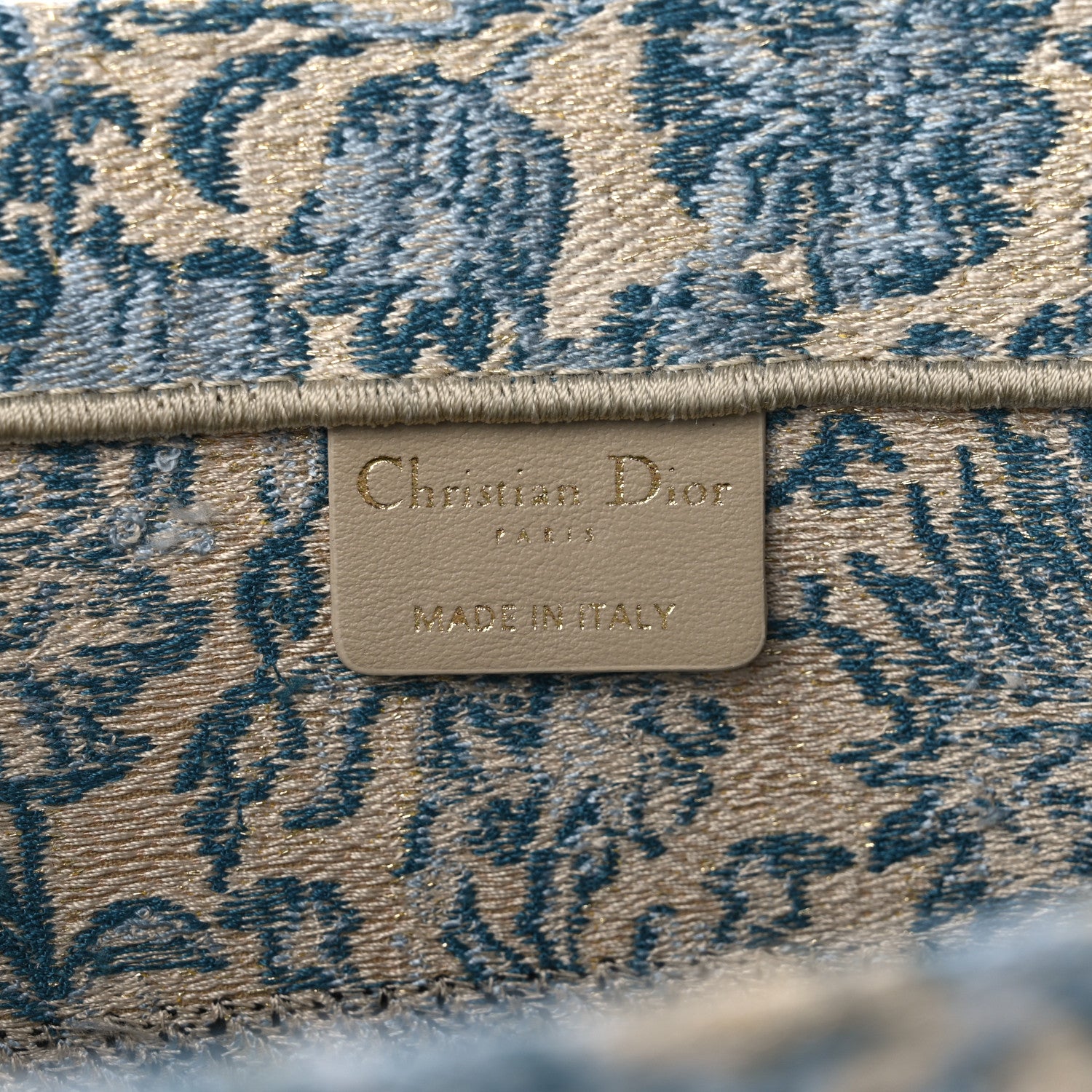 Christian Dior Canvas Embroidered Medium Brocart Book Tote Blue 6 of 10
