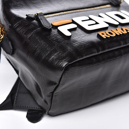 Fendi X FILA Glazed Fabric Vitello Century FF 1974 Mania Mini Backpack Black White 8 of 10