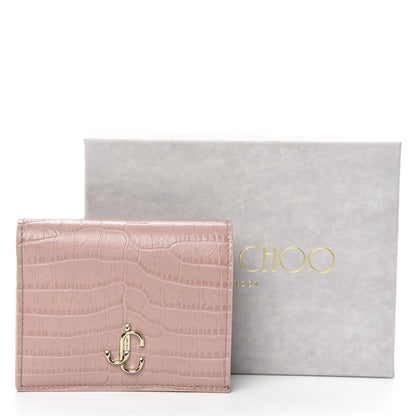 Jimmy Choo Calfskin Crocodile Embossed Hanne Wallet Blush 7 of 7