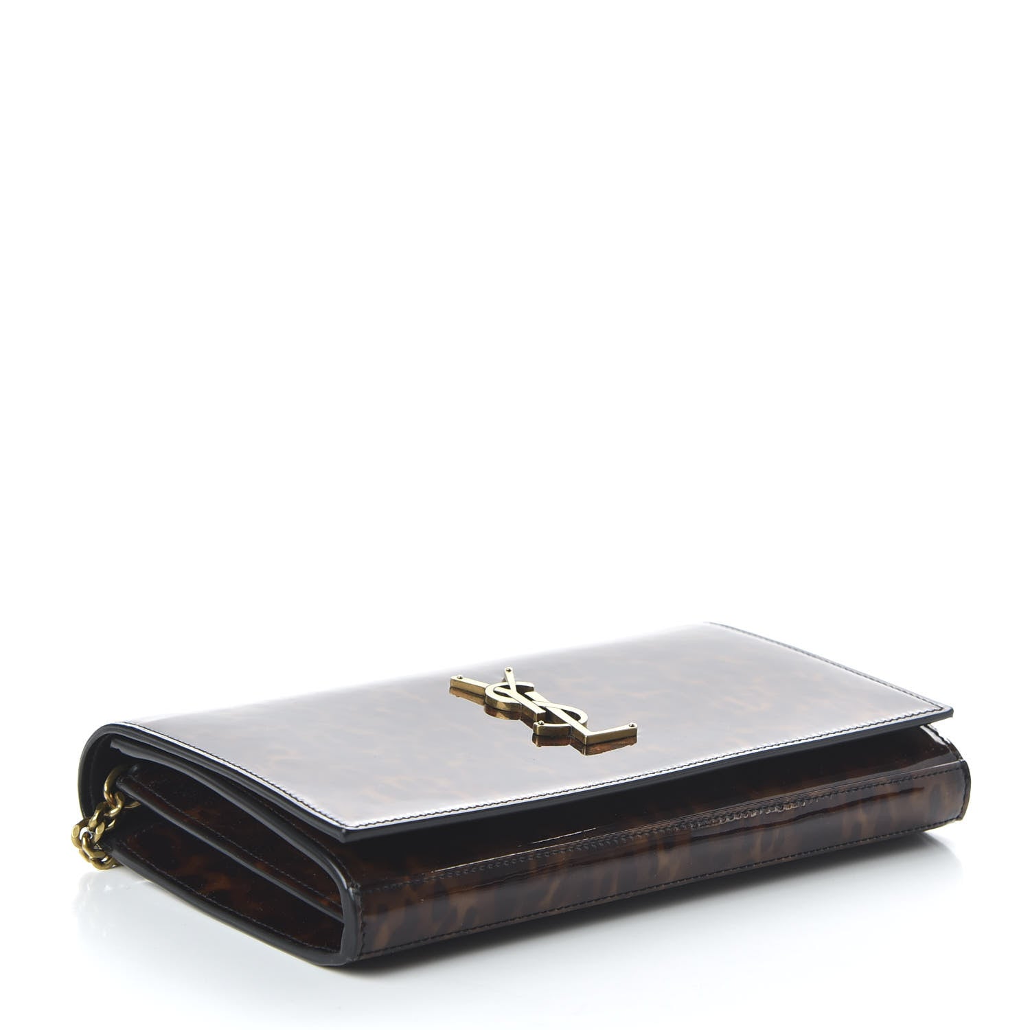 Saint Laurent Patent Monogram Chain Wallet Tortoiseshell 4 of 9