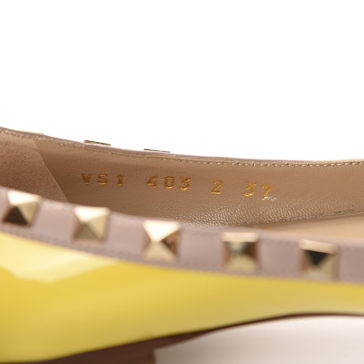 Valentino Garavani Patent Rockstud Ballerina Flats 37 Naples Yellow Poudre 15 of 15