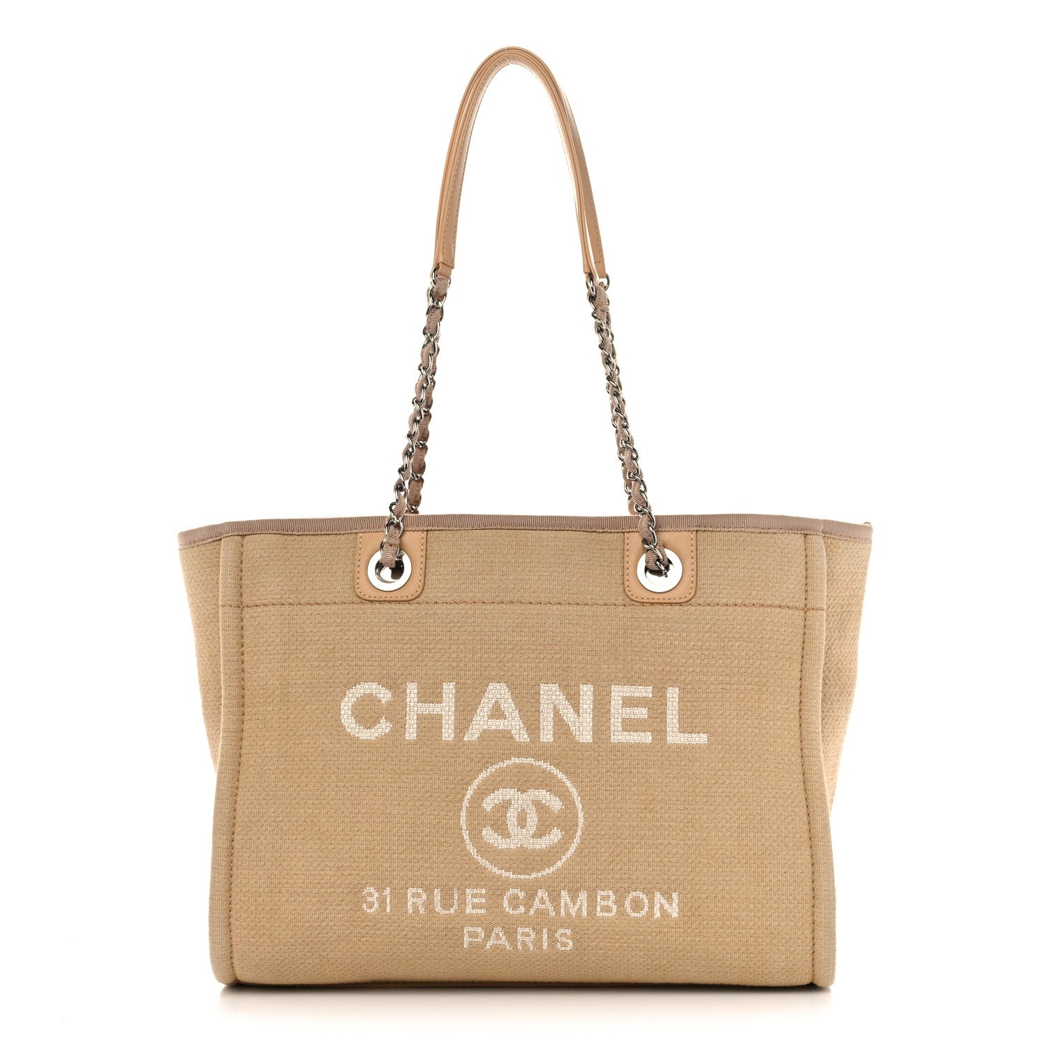 Chanel Mixed Fibers Small Deauville Tote Beige 1 of 11