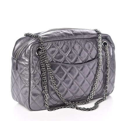 Chanel Metallic Aged Calfskin Quilted Medium Reissue Camera Case Dark Silver 3 of 11