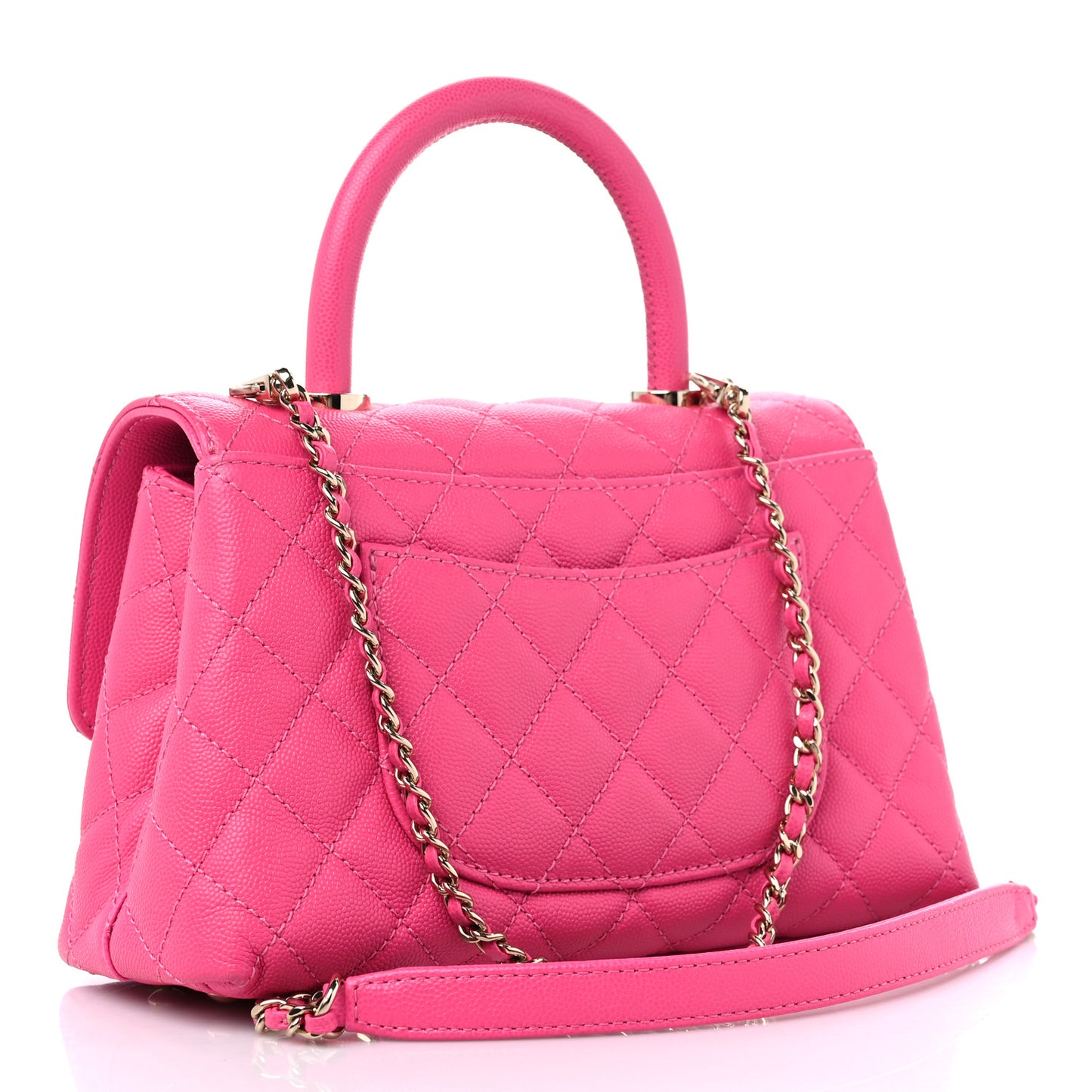 Caviar Quilted Mini Coco Handle Flap Rose