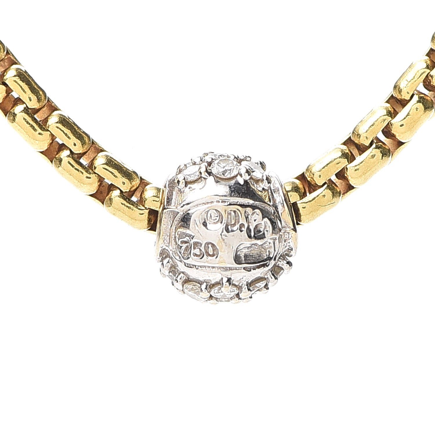 David Yurman 18K Yellow White Gold Diamond Pave Ball Pendant Necklace 5 of 5