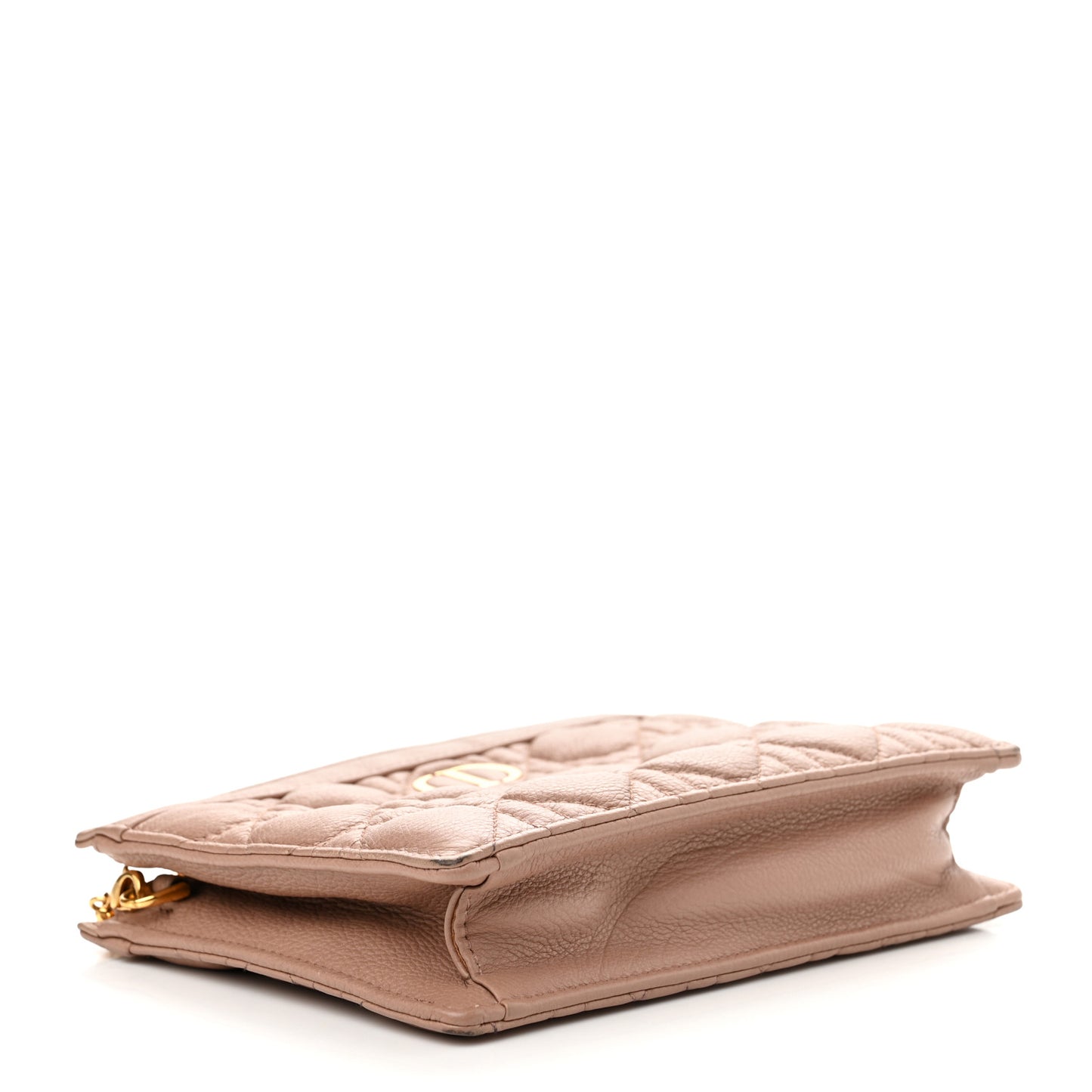 Calfskin Cannage Caro Zipped Pouch With Chain Fard