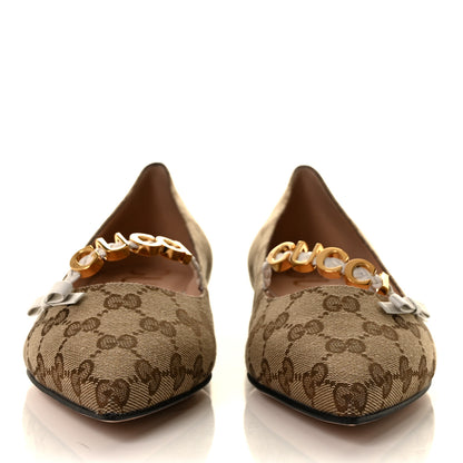 Gucci Monogram Ballet Flats 39 Beige Ebony 2 of 7