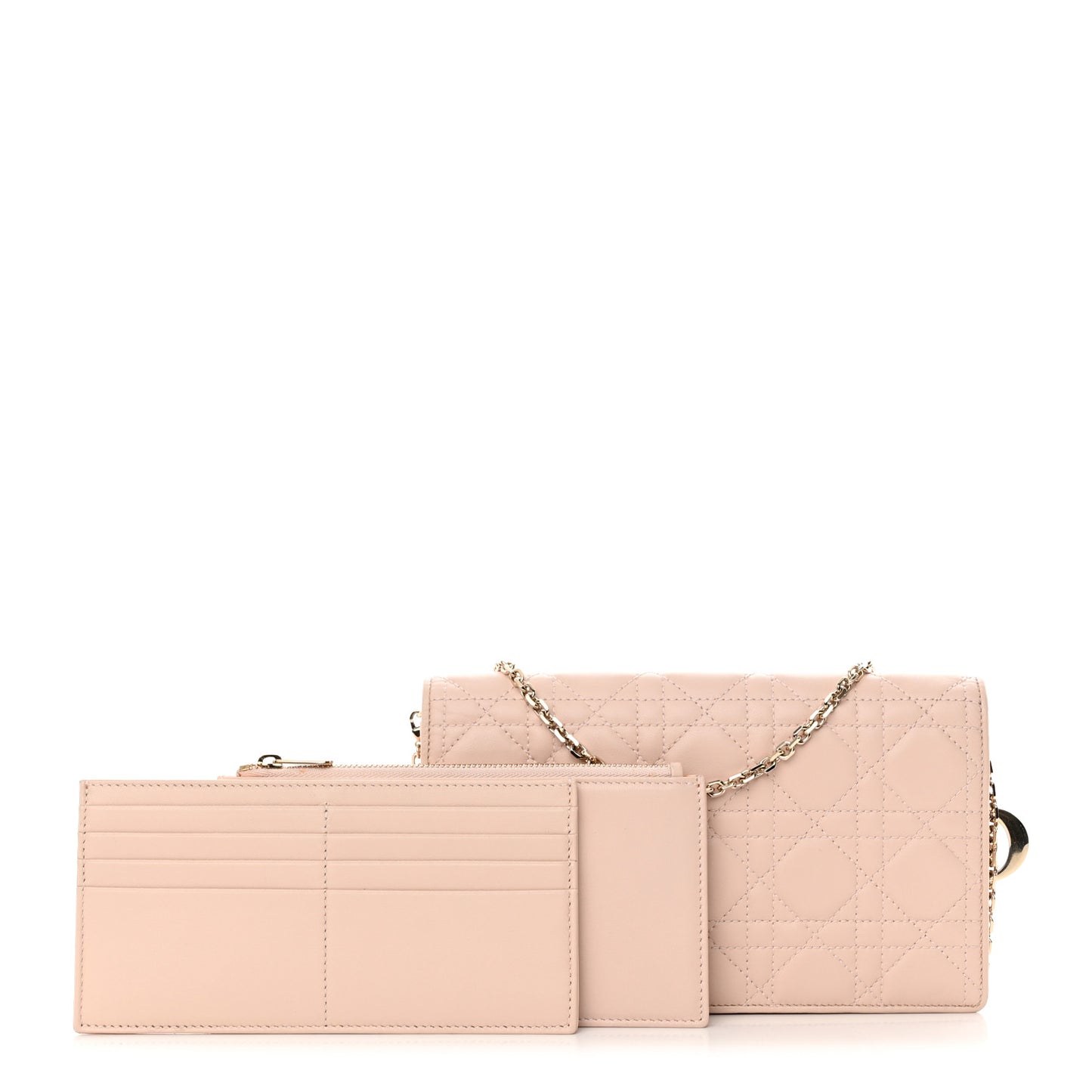 Lambskin Cannage Lady Dior Pouch Beige