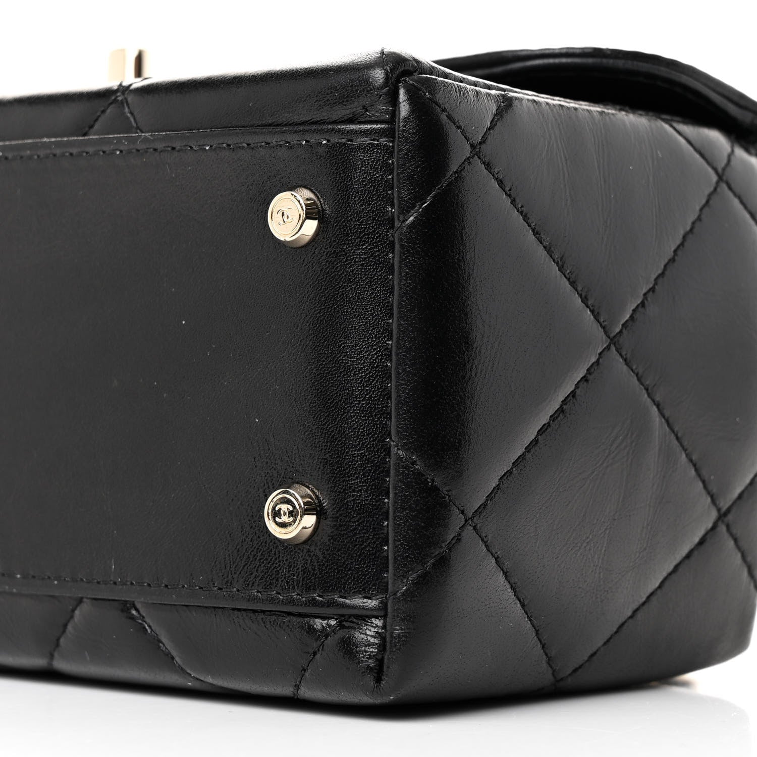 Chanel Shiny Calfskin Quilted Top Handle Box Bag Black 10 of 11