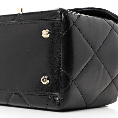 Chanel Shiny Calfskin Quilted Top Handle Box Bag Black 10 of 11
