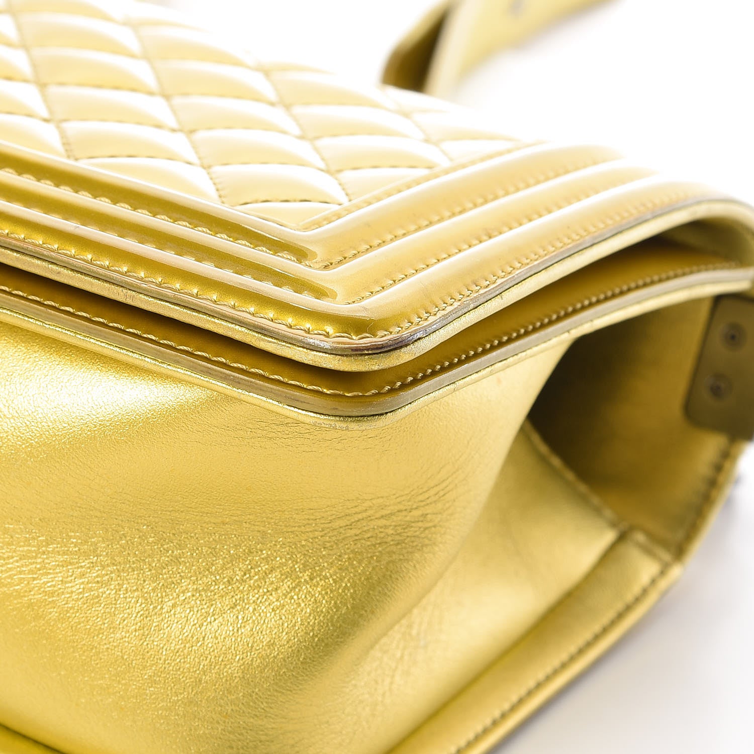 Chanel Metallic Patent Calfskin Quilted Medium Boy Flap Gold 11 of 22