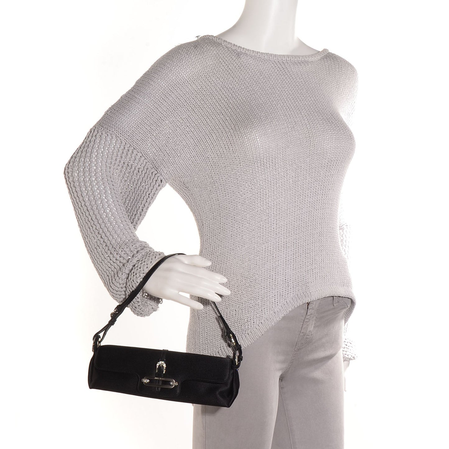 Satin Swarovski Crystal Tulita Evening Bag Black