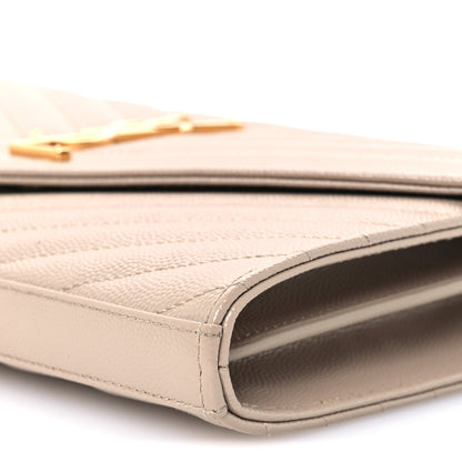 Saint Laurent Grain De Poudre Matelasse Chevron Monogram Chain Wallet Dark Beige 8 of 8