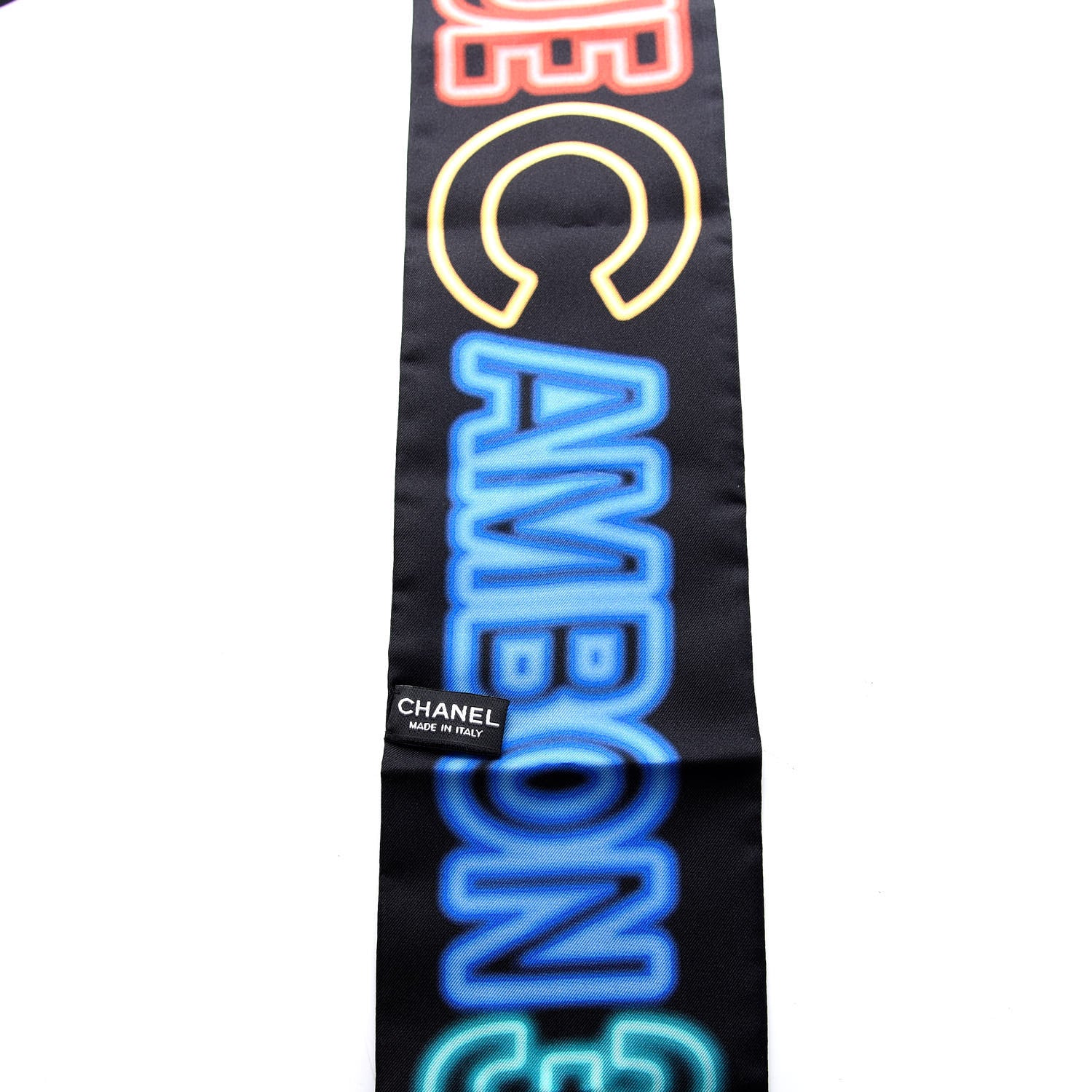 Chanel Silk Neon CC Bandeau Scarf Black Multicolor 3 of 3