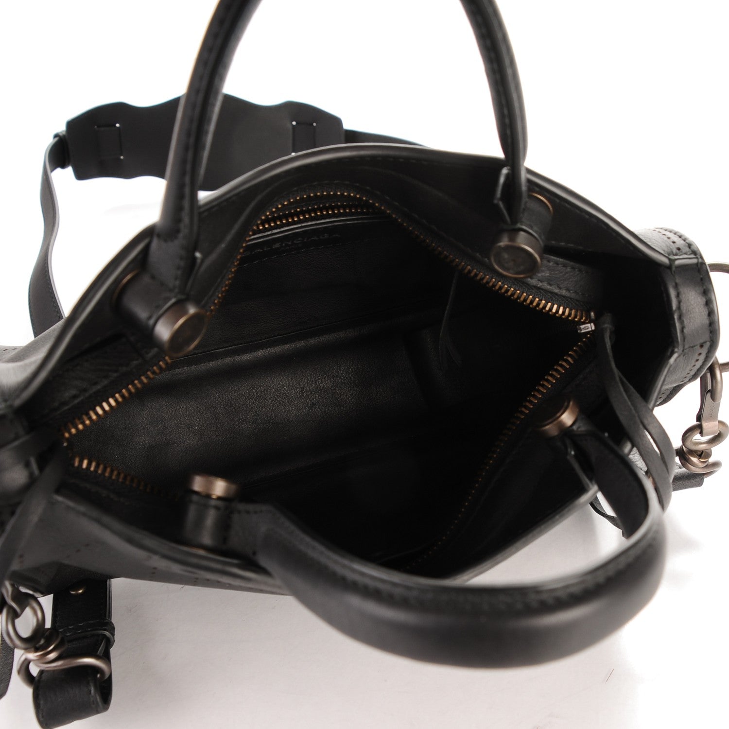 Balenciaga Veau Soyeux Perforated Blackout Hardware Mini City Black 5 of 7