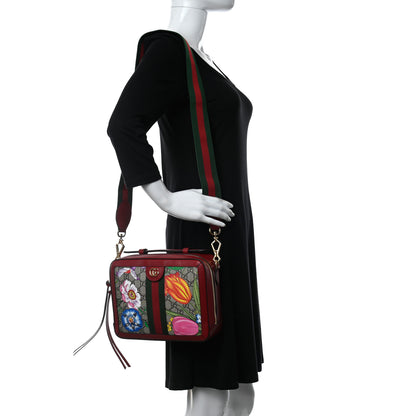 Gucci GG Supreme Monogram Flora Web Small Ophidia Top Handle Shoulder Bag Hibiscus Red 2 of 12