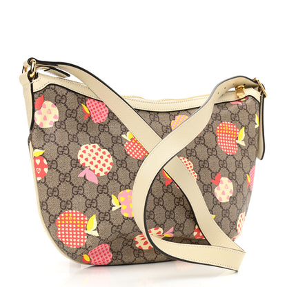 Gucci GG Supreme Monogram Les Pommes Small Ophidia Half Moon Hobo Beige Multicolor Mystic White 3 of 11