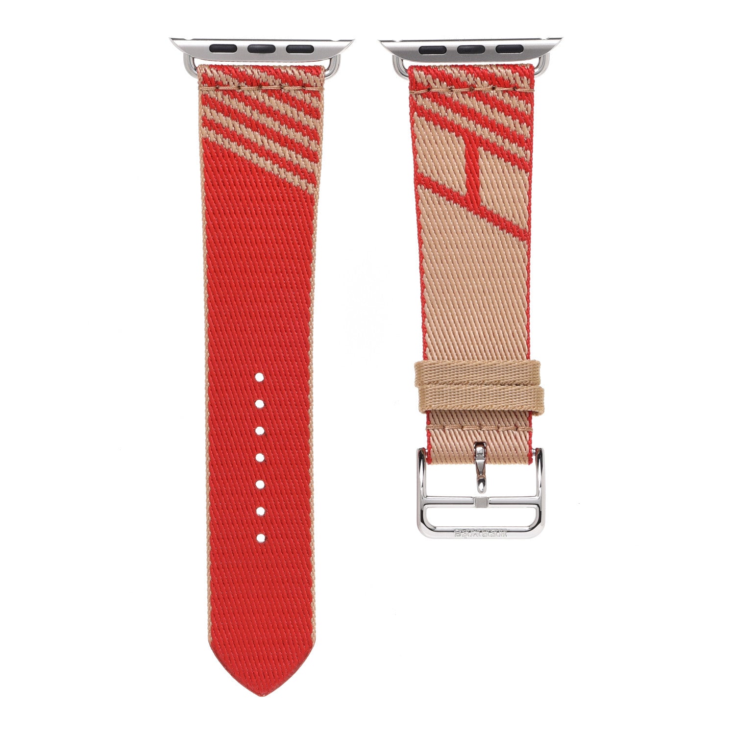 Hermes Nylon Weave 44mm Sangle Jumping Apple Watch Single Tour Band Kraft Rouge De Coeur 1 of 7