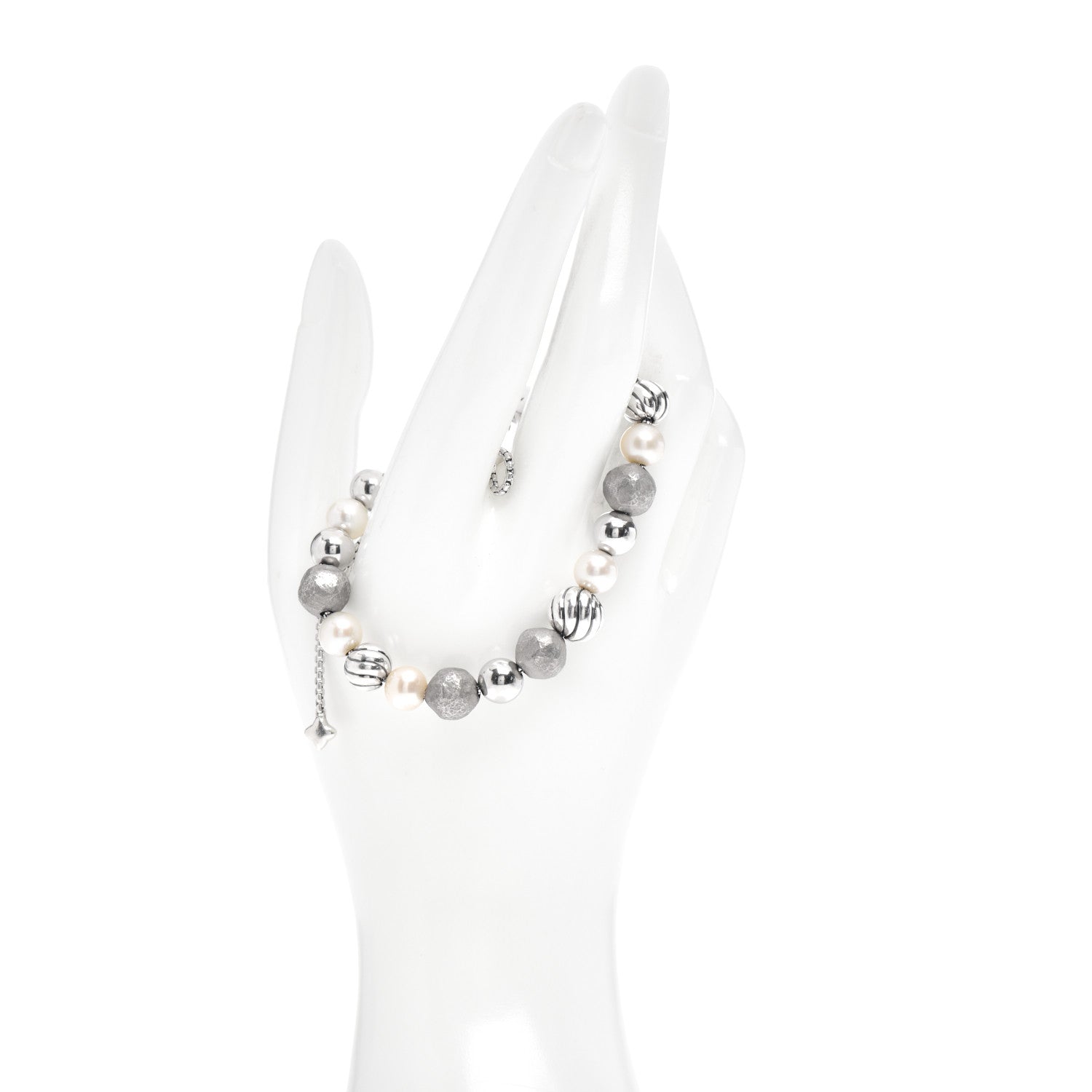 David Yurman Sterling Silver Pearl 9mm Elements Bead Bracelet 2 of 4