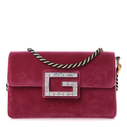 Gucci Velvet Crystal Square G Shoulder Bag Light Raspberry Rose 1 of 10