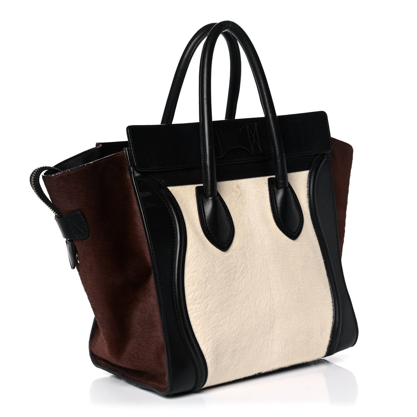 Pony Hair Mini Tri-Color Luggage Ivory Black Brown