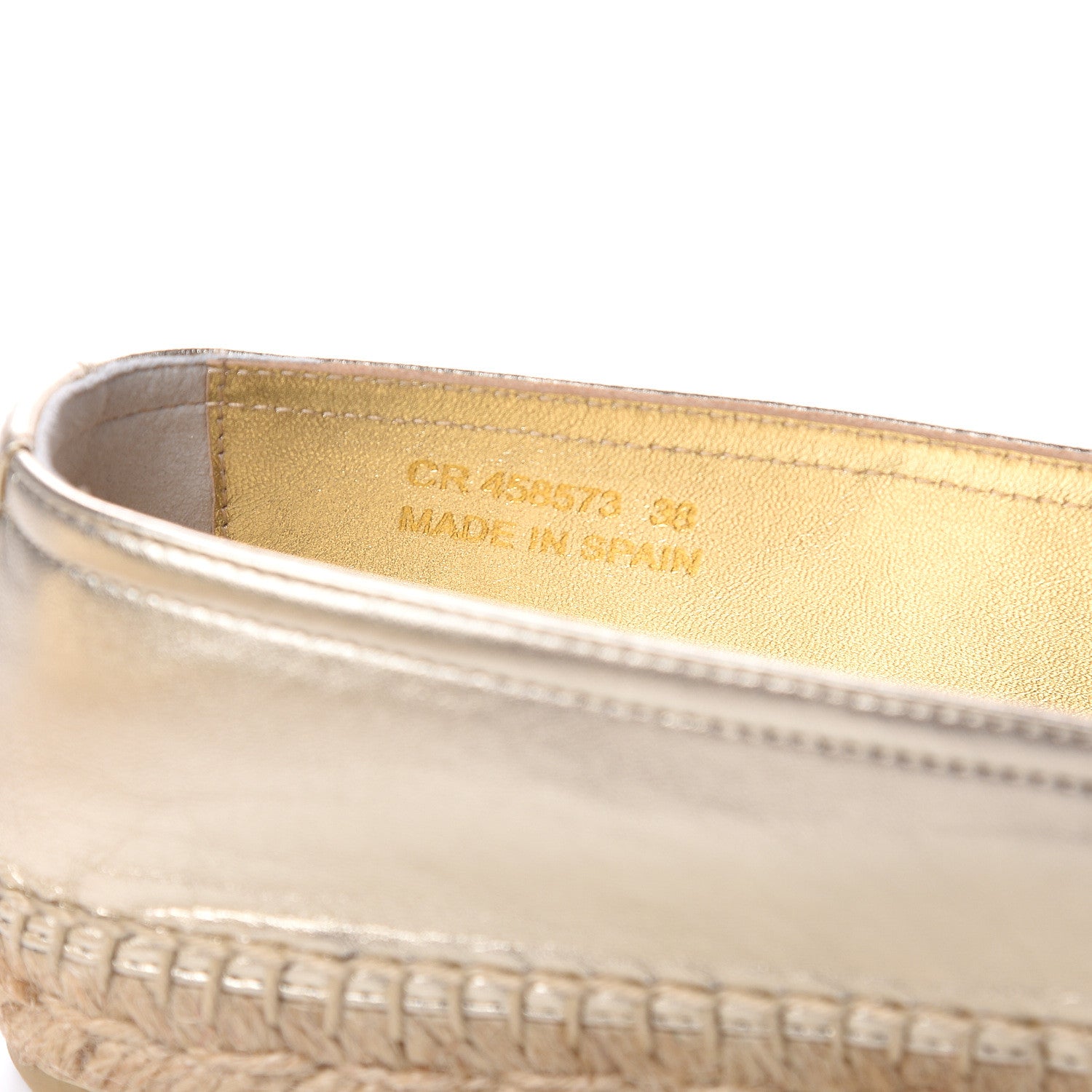 Saint Laurent Metallic Lambskin Monogram Espadrilles 38 Gold 6 of 9