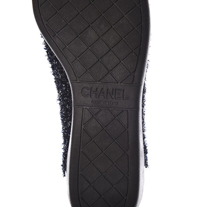 Chanel Lurex Tweed Patent Lace Up Sneakers 35.5 Dark Navy Blue 6 of 8