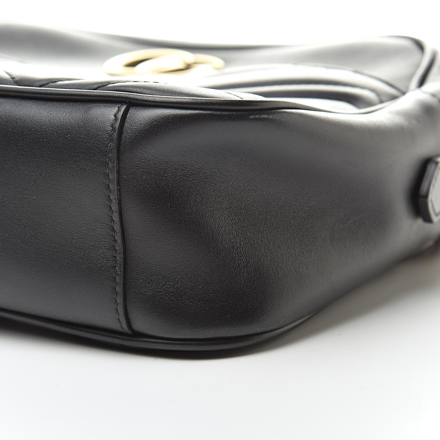 Gucci Calfskin Matelasse Medium GG Marmont Chain Shoulder Bag Black 10 of 11