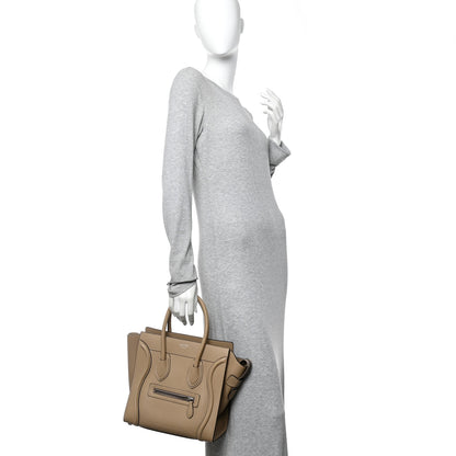 Celine Drummed Calfskin Micro Luggage Dune 2 of 12