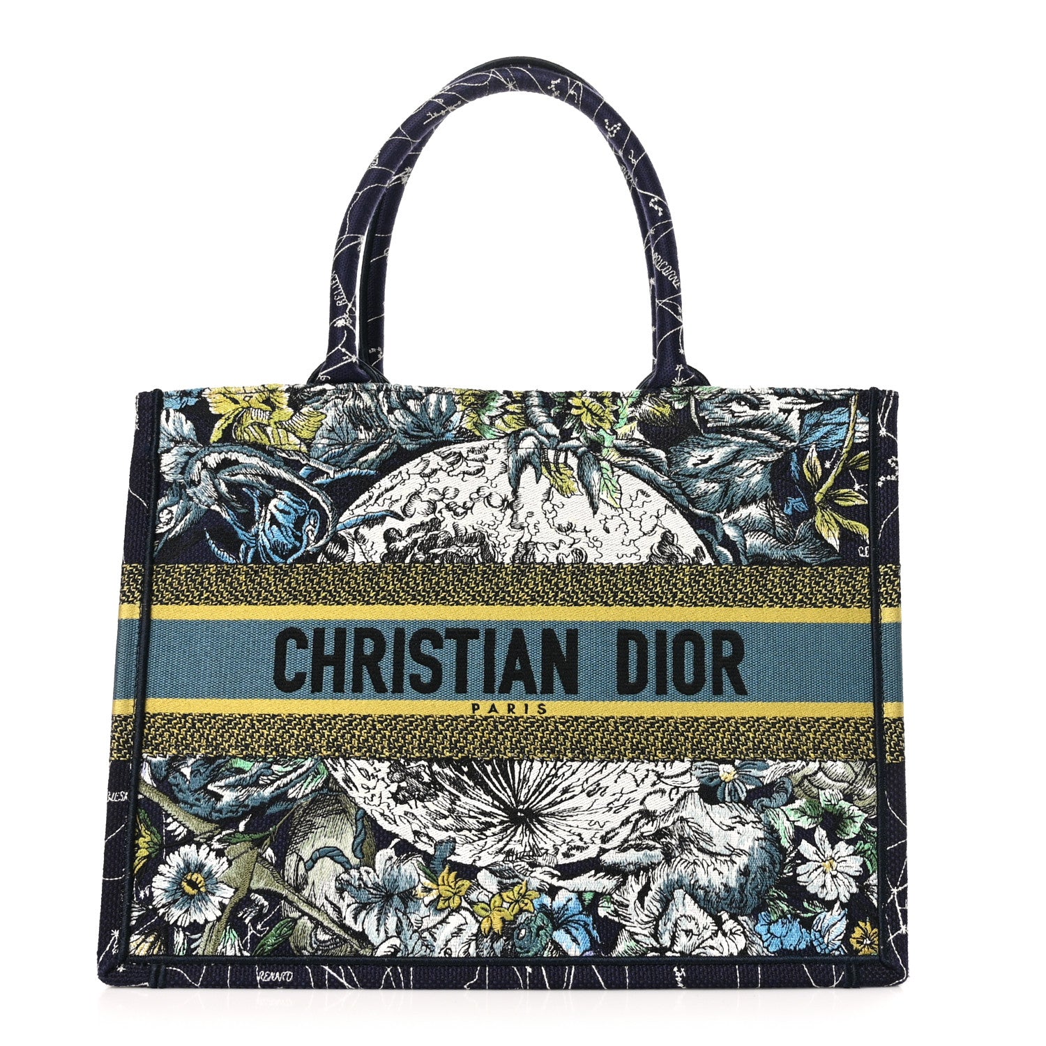 Christian Dior Canvas Embroidered Medium Zodiac Book Tote Blue Multicolor 1 of 10
