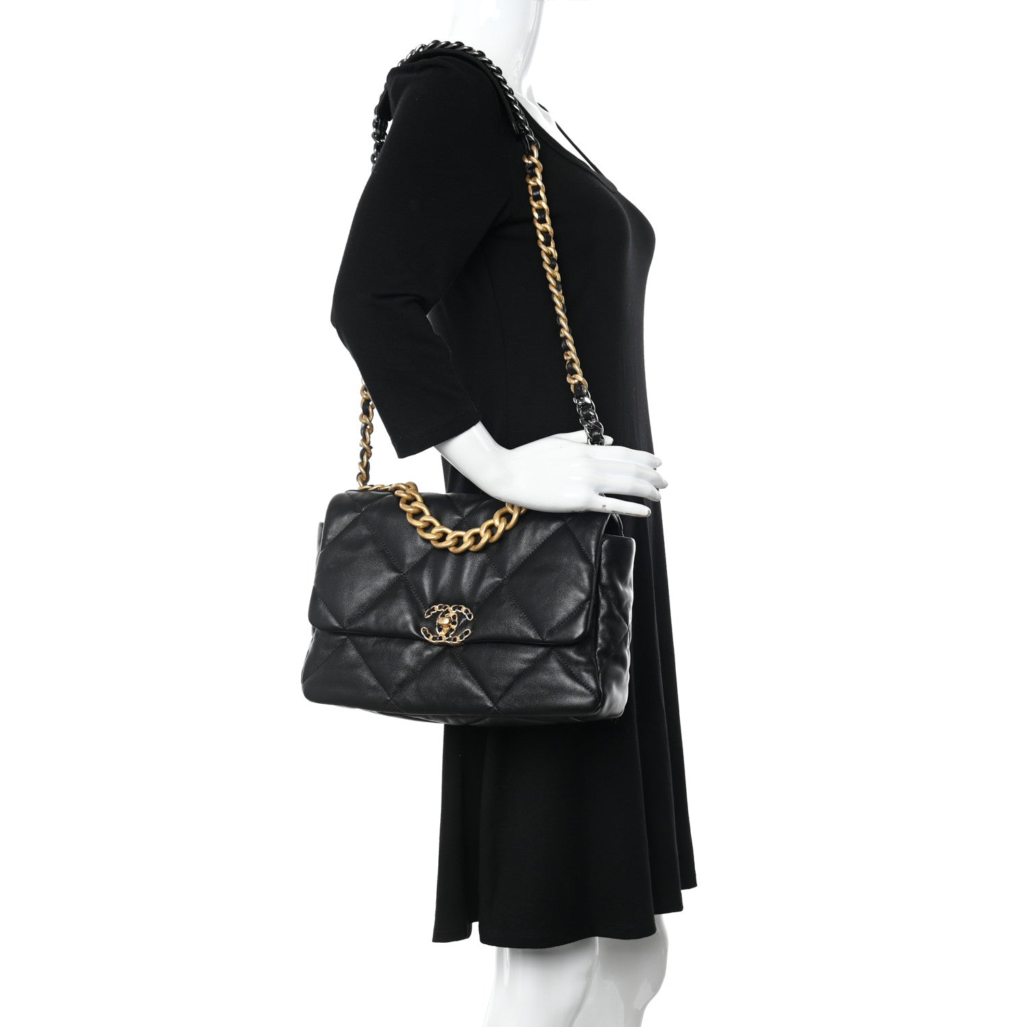 Chanel Goatskin Quilted Large Chanel 19 Flap Black 2 of 11