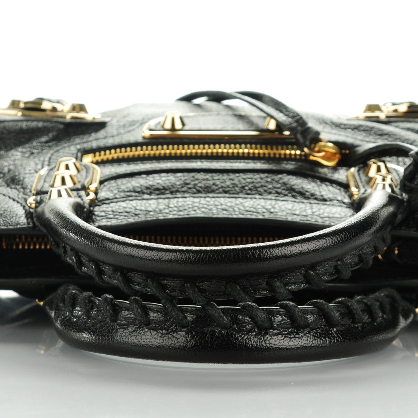 Chevre Gold Metallic Edge Hardware Mini City Black