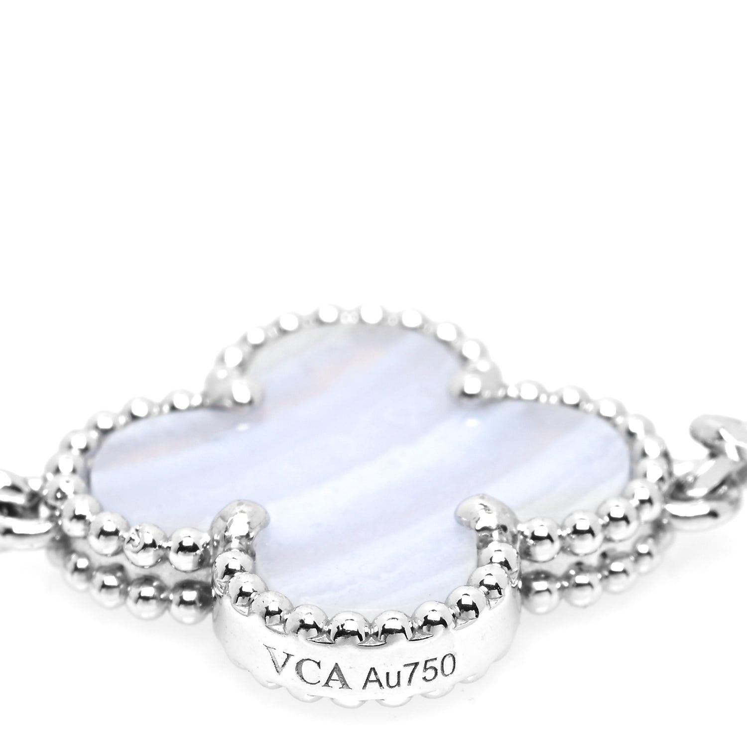 Van Cleef & Arpels 18K White Gold Chalcedony 5 Motifs Vintage Alhambra Bracelet 5 of 6