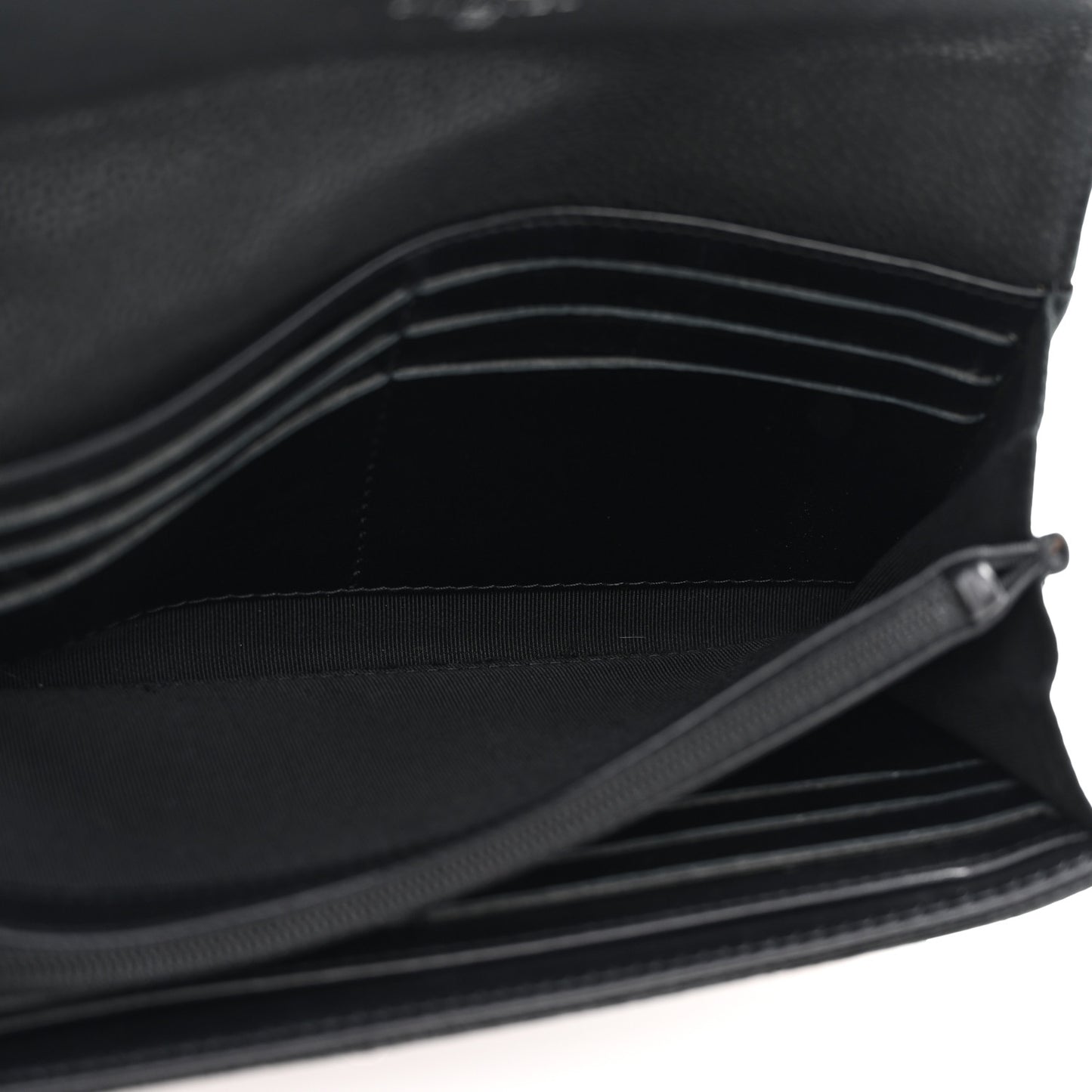 Iridescent Caviar Quilted Large Flap Wallet Black