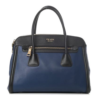 Prada Saffiano City Calfskin Bi-Color Tote Bluette Black 1 of 19