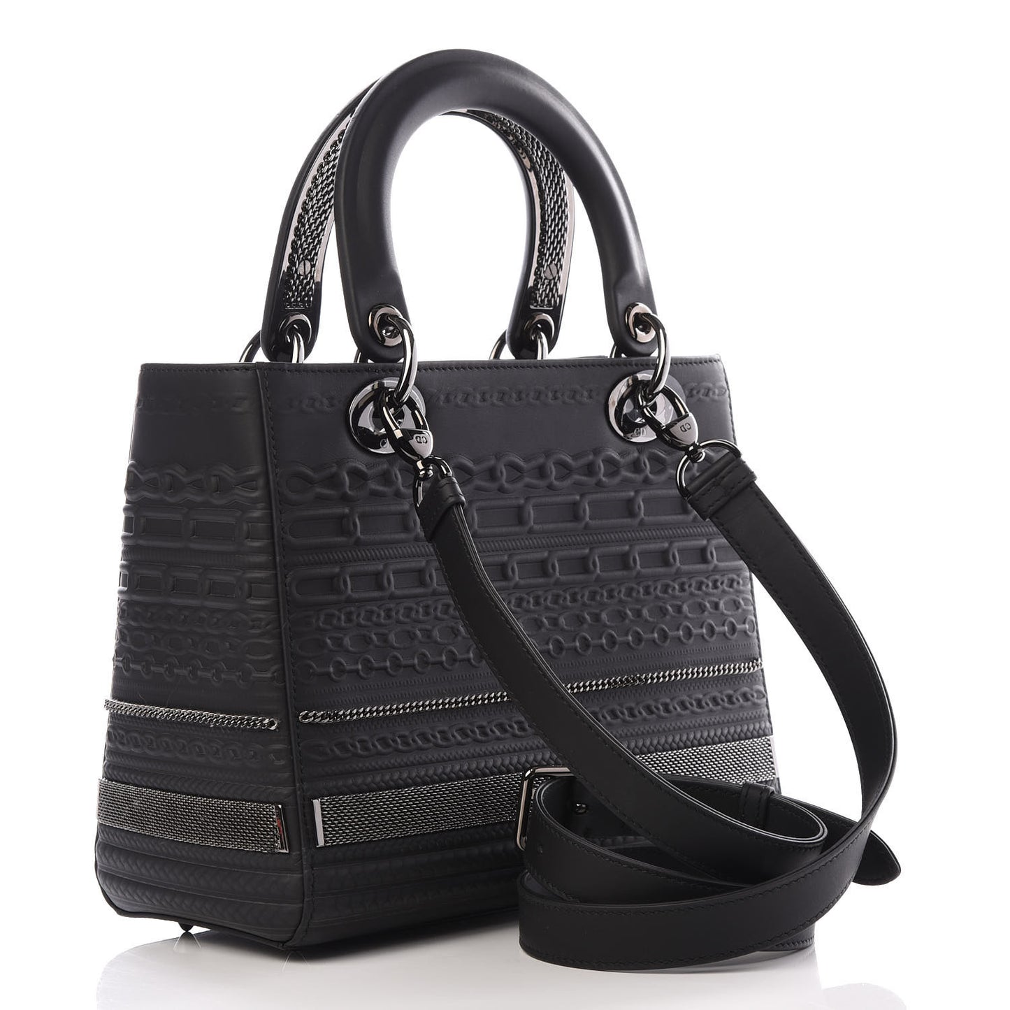Calfskin Chain Medium Lady Dior Black