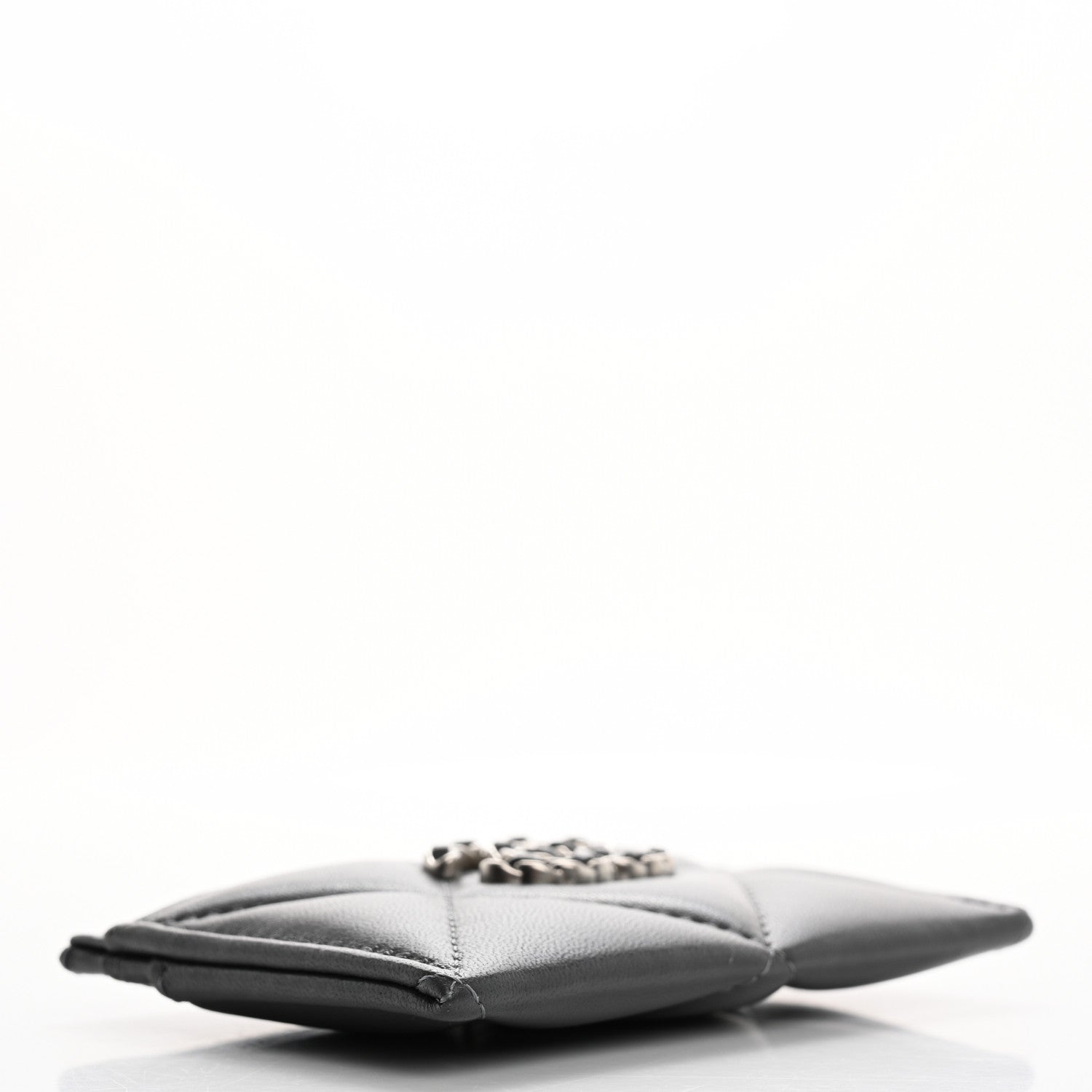 Chanel Lambskin Quilted Chanel 19 Card Holder Dark Grey 3 of 10