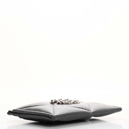 Chanel Lambskin Quilted Chanel 19 Card Holder Dark Grey 3 of 10